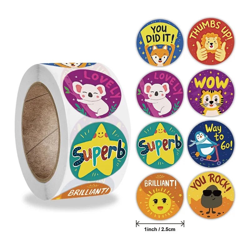 100-500pc Stickers For Children Kids Rolling Animal Roll Stickers Small Cute Toy Game Sticker Diy Gift Sealing Label Decoration - StarJam