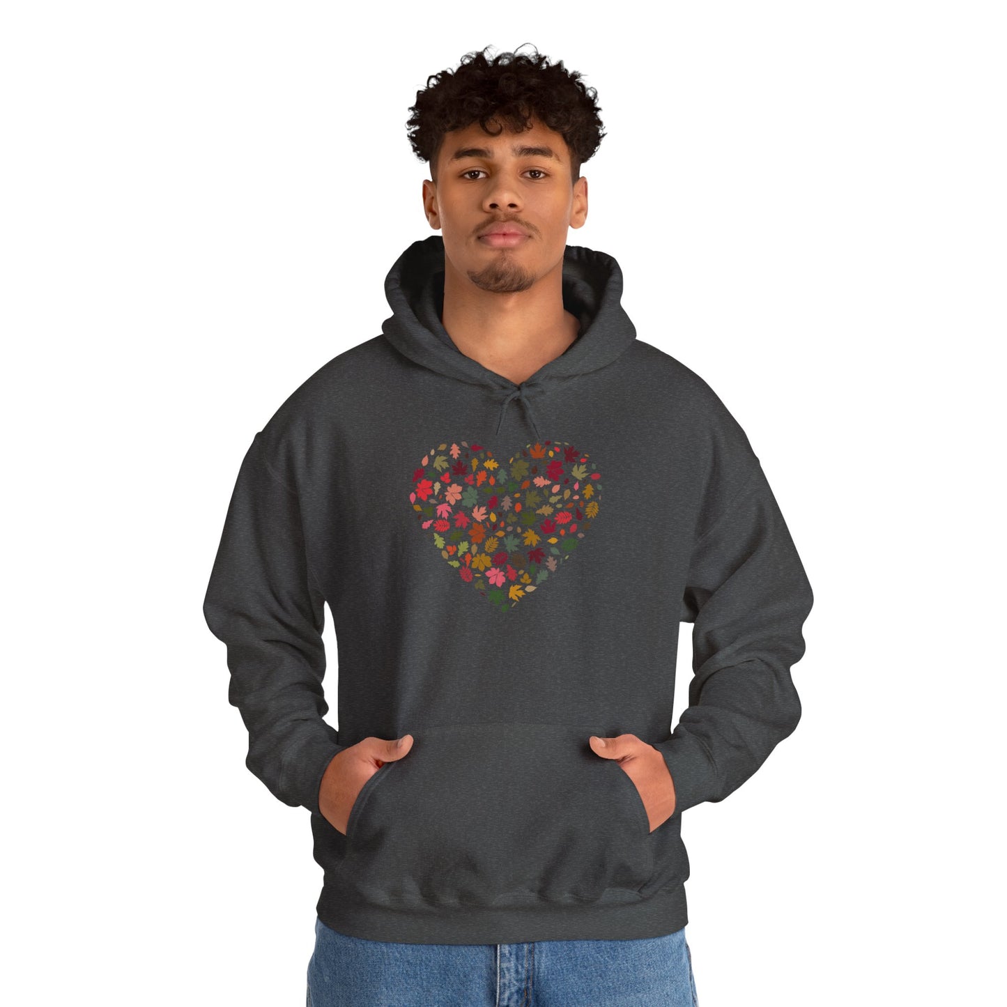 Pretty Leaf Print Hearts Hoodie