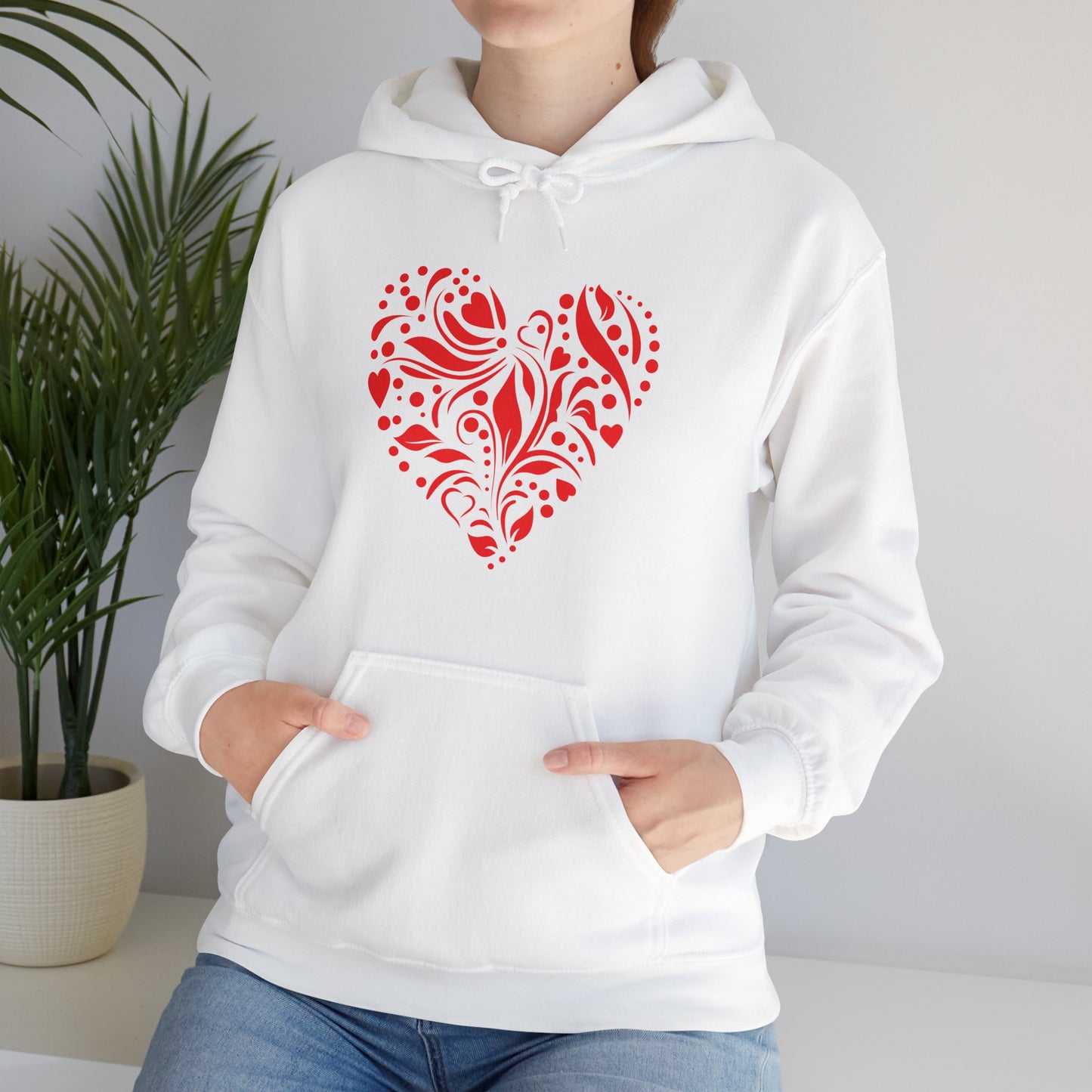 Red Flower Hearts Hoodie - Trending Love Heart Fashion Sweatshirt
