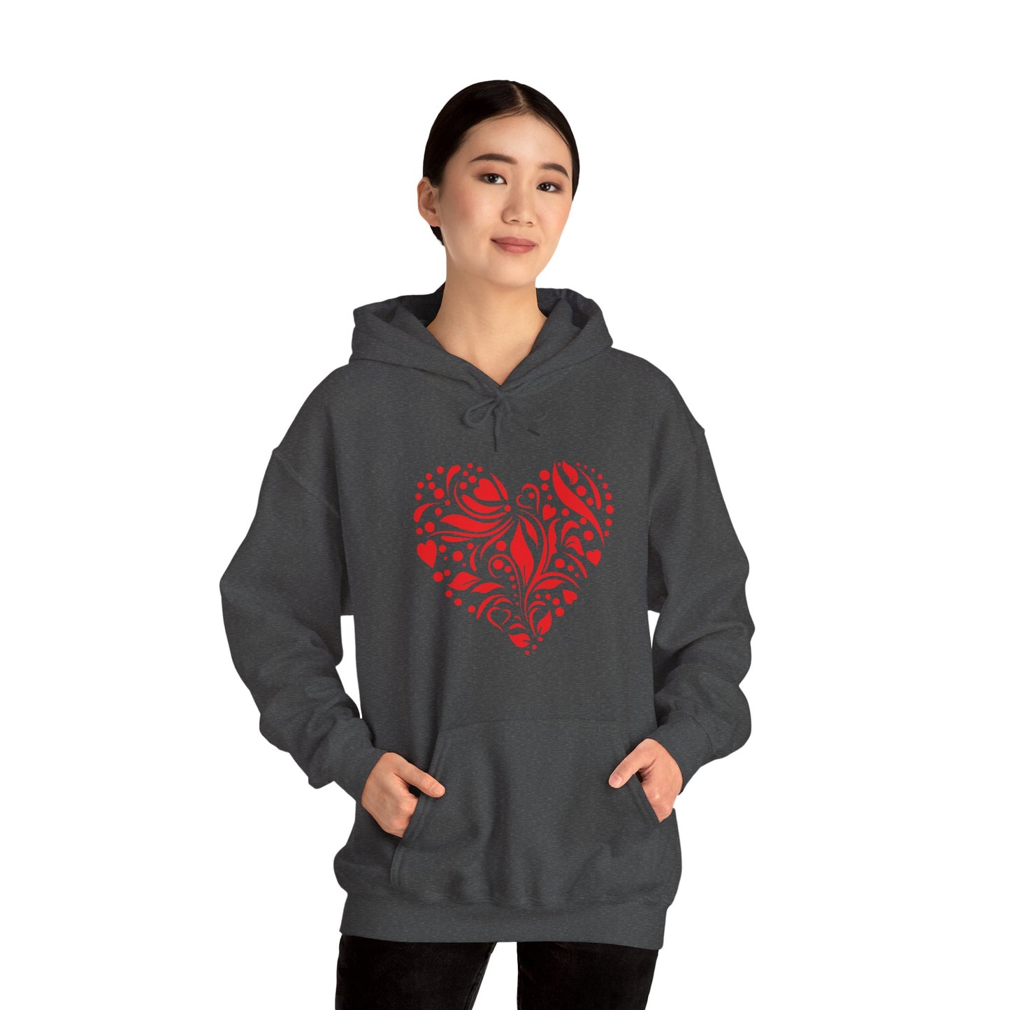 Red Flower Hearts Hoodie - Trending Love Heart Fashion Sweatshirt