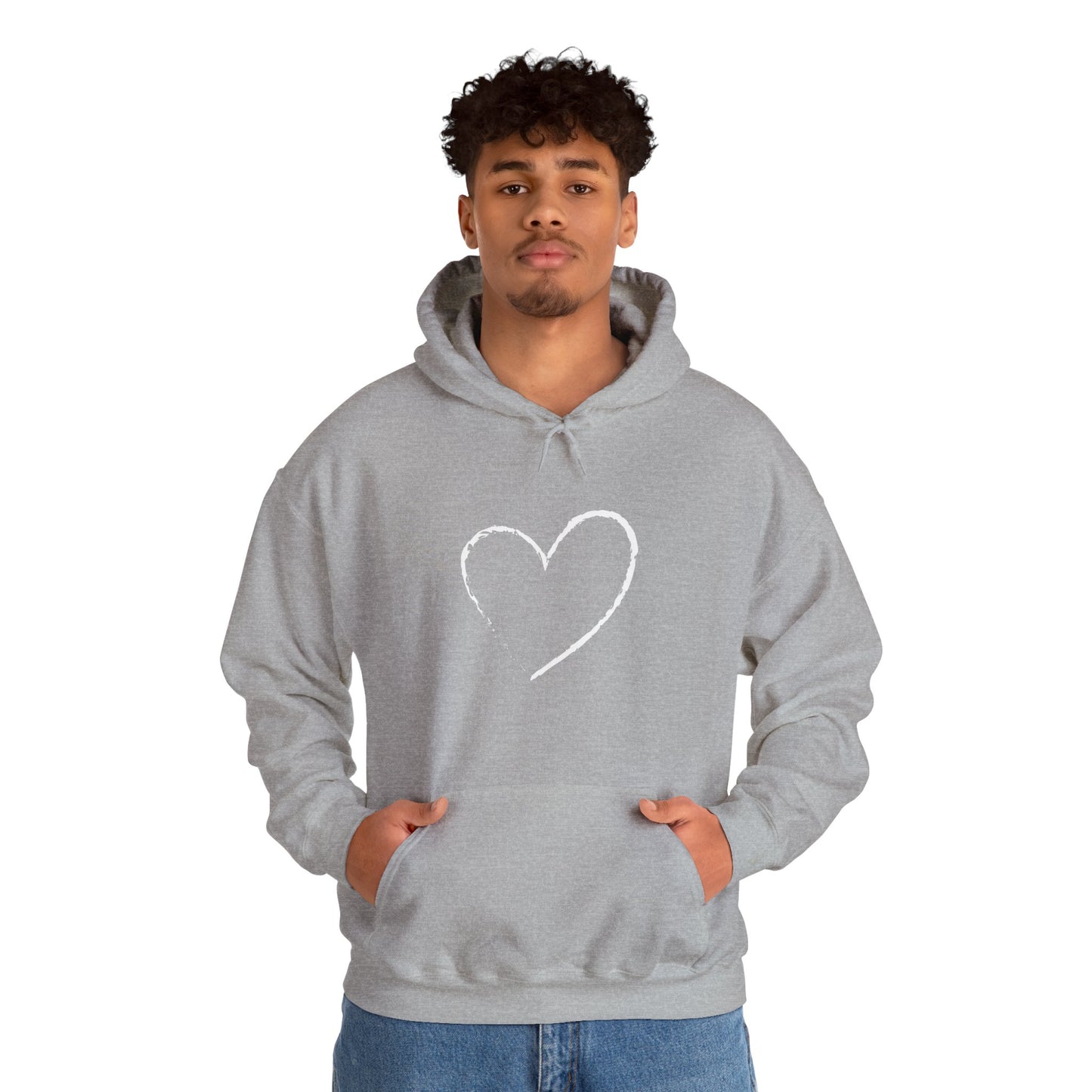 White Heart Unisex Hoodie - Ladies and Mens Hooded Sweatshirt