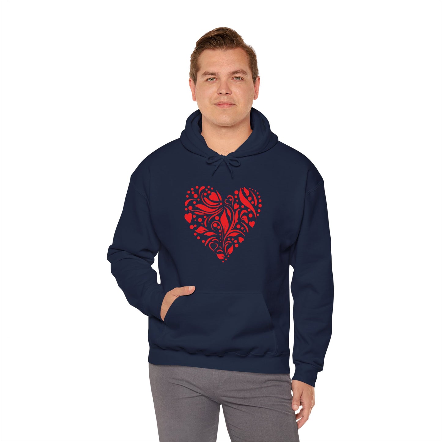 Red Flower Hearts Hoodie - Trending Love Heart Fashion Sweatshirt