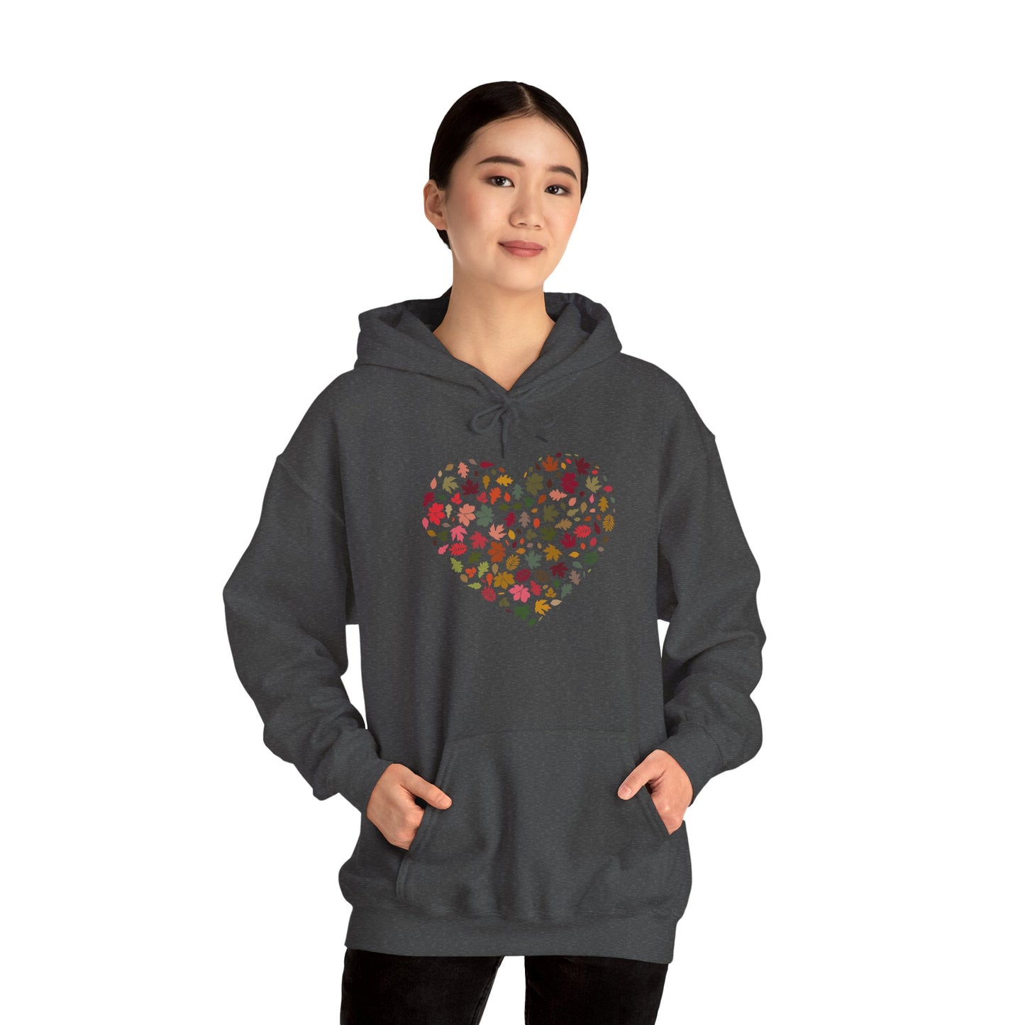 Pretty Leaf Print Hearts Hoodie