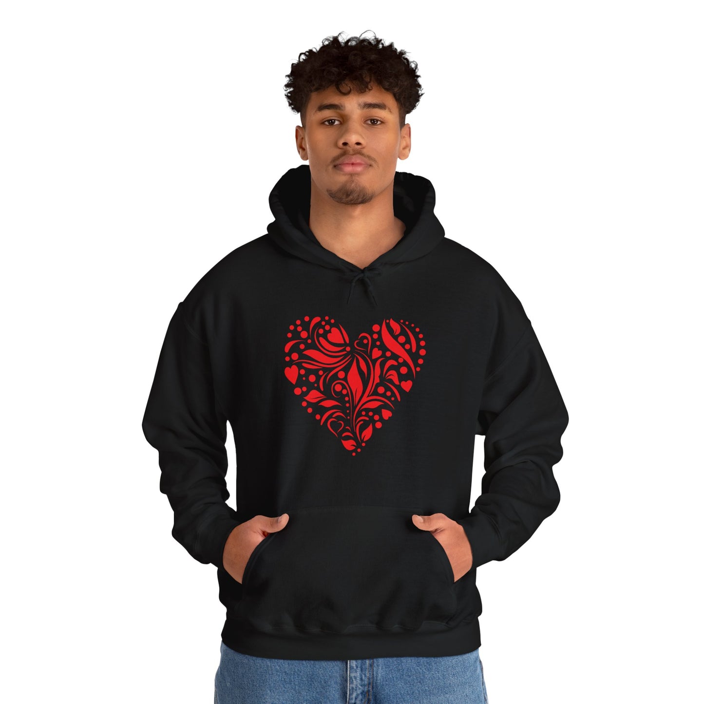 Red Flower Hearts Hoodie - Trending Love Heart Fashion Sweatshirt