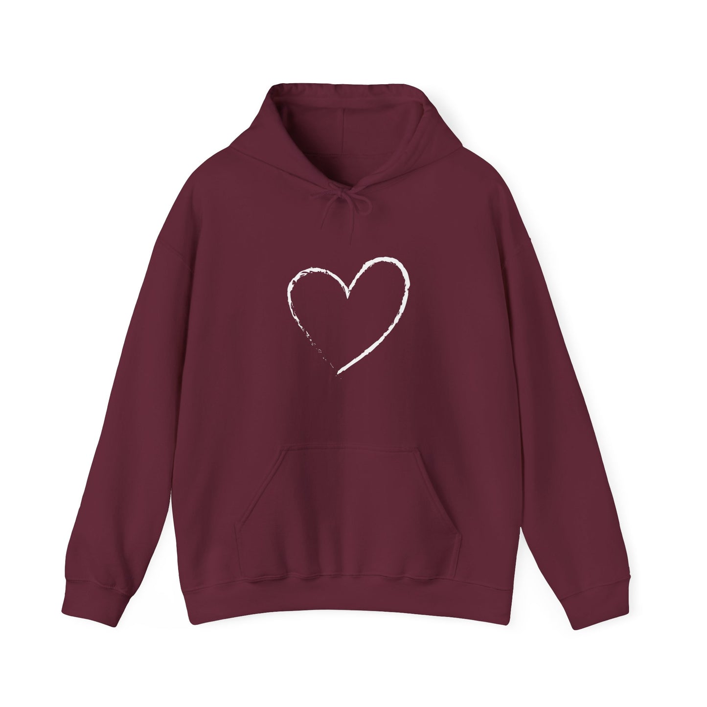 White Heart Unisex Hoodie - Ladies and Mens Hooded Sweatshirt