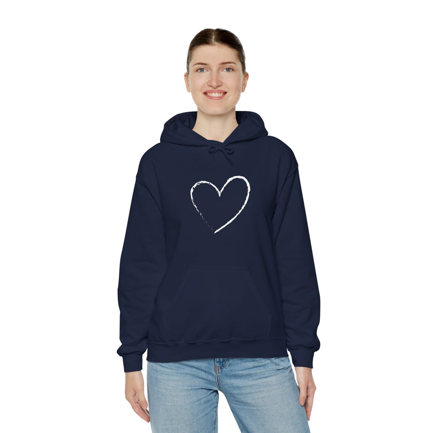 White Heart Unisex Hoodie - Ladies and Mens Hooded Sweatshirt