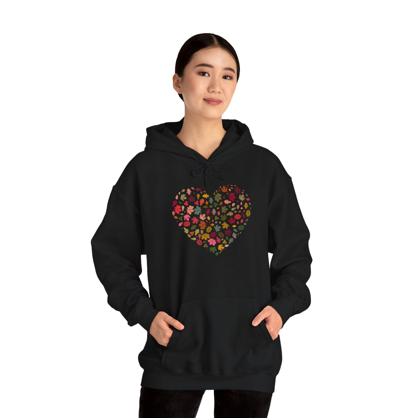 Pretty Leaf Print Hearts Hoodie