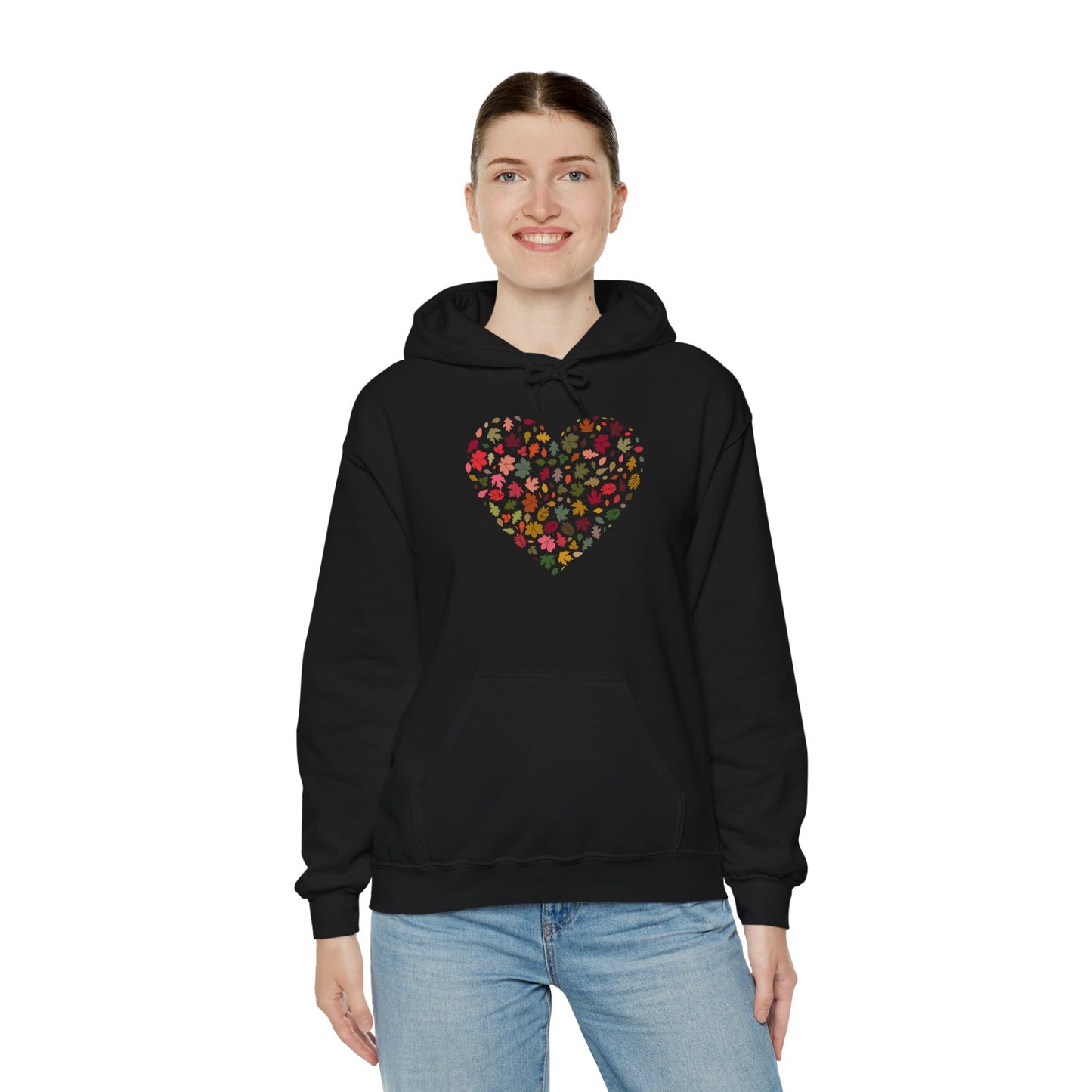 Pretty Leaf Print Hearts Hoodie