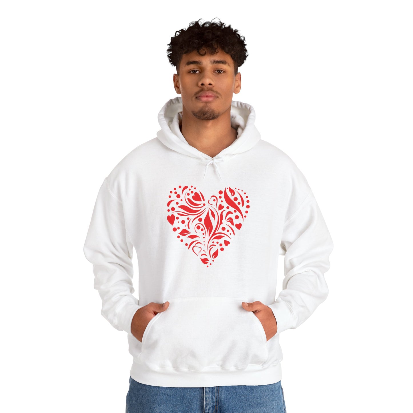 Red Flower Hearts Hoodie - Trending Love Heart Fashion Sweatshirt