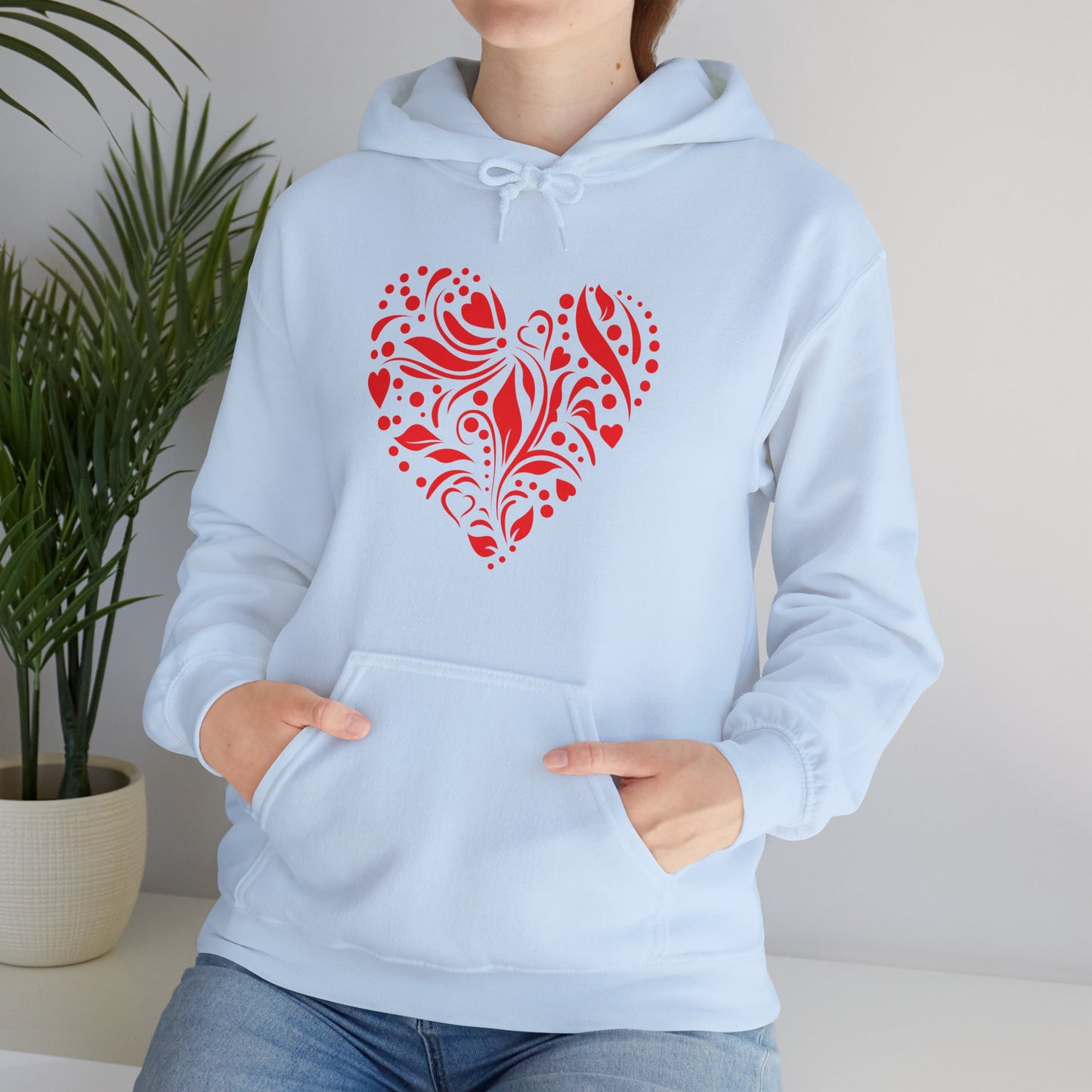 Red Flower Hearts Hoodie - Trending Love Heart Fashion Sweatshirt