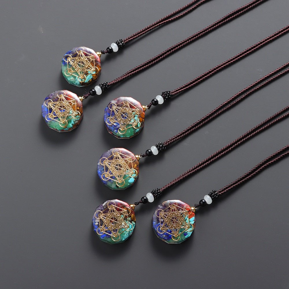 1pc Natural Colorful Gem Seven Chakras Ornaments Augen Energy Pendant Drops Glue Into Handmade Necklace - StarJam Gifts