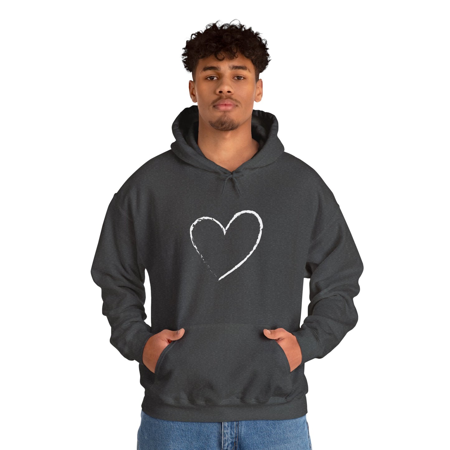 White Heart Unisex Hoodie - Ladies and Mens Hooded Sweatshirt