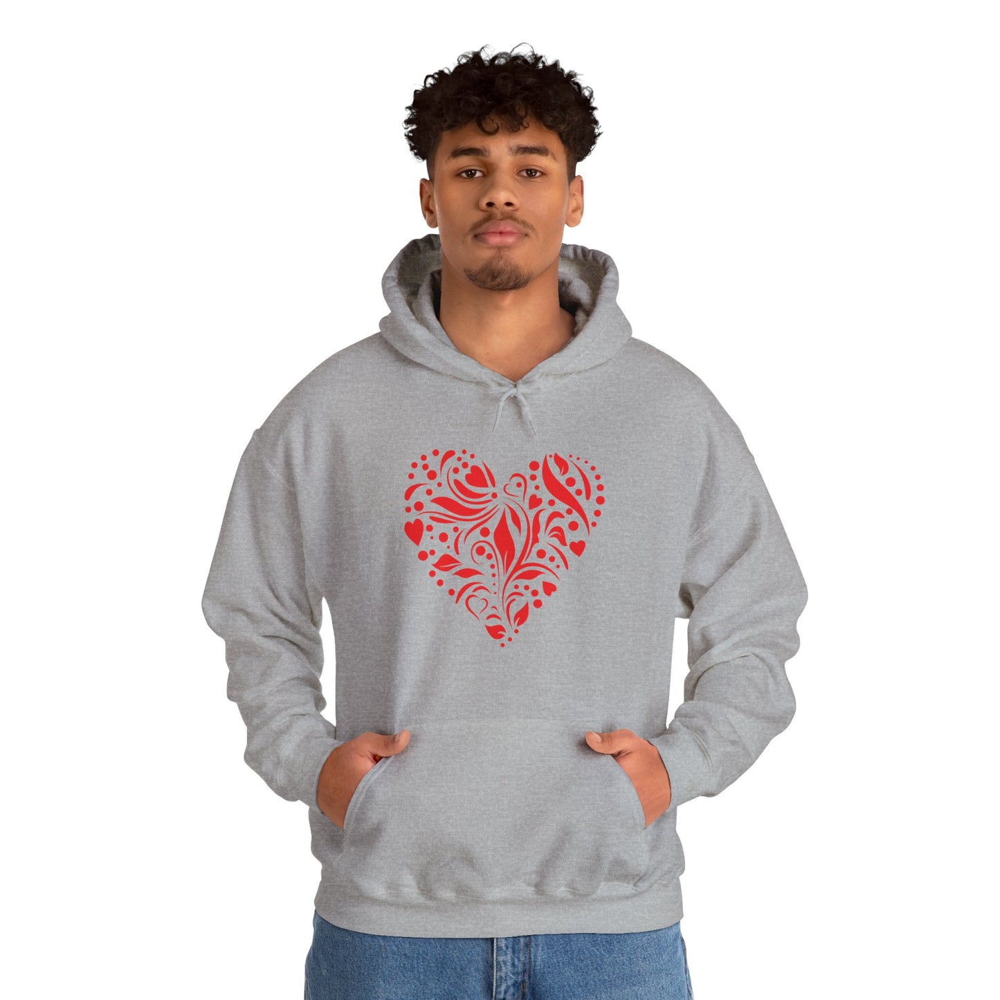Red Flower Hearts Hoodie - Trending Love Heart Fashion Sweatshirt