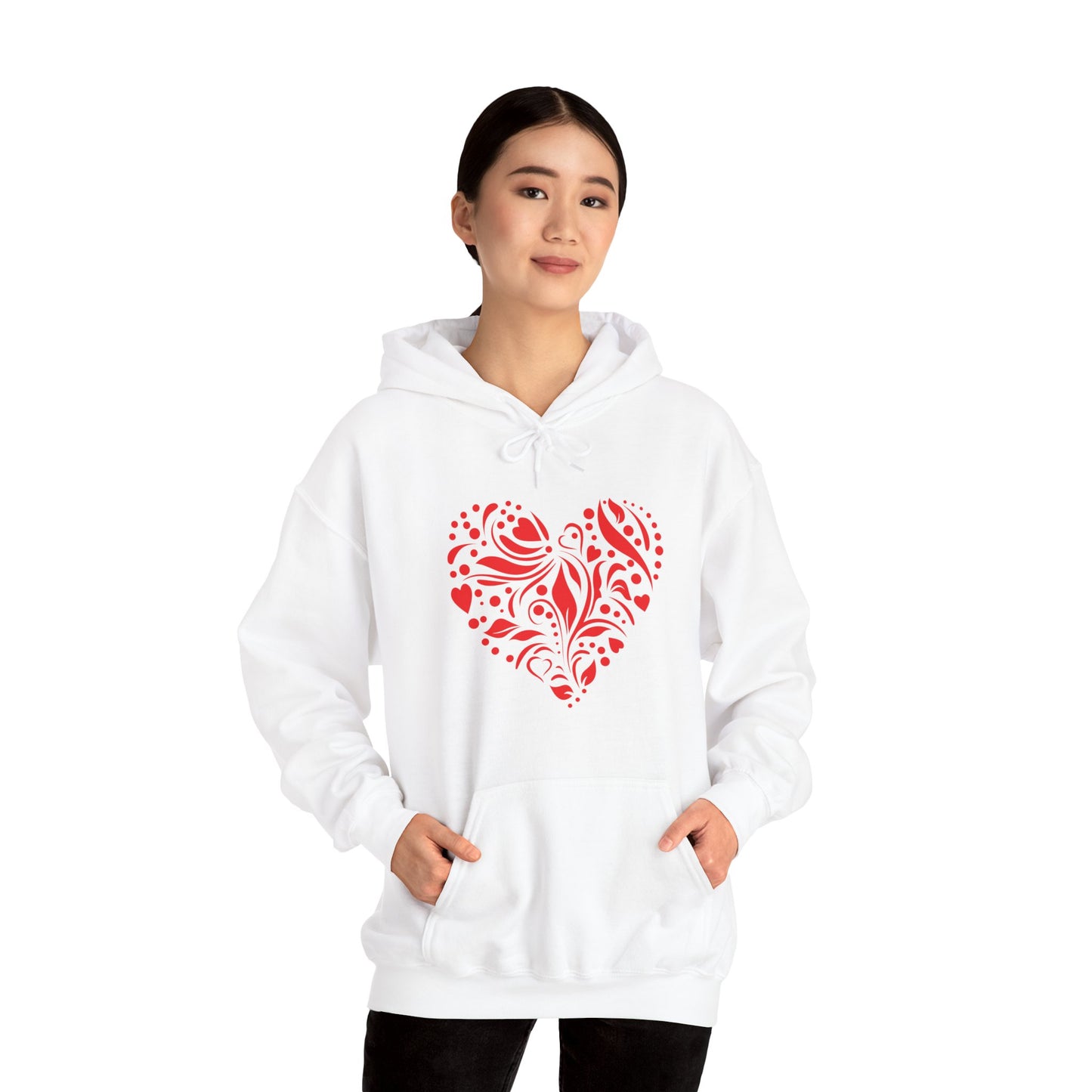 Red Flower Hearts Hoodie - Trending Love Heart Fashion Sweatshirt