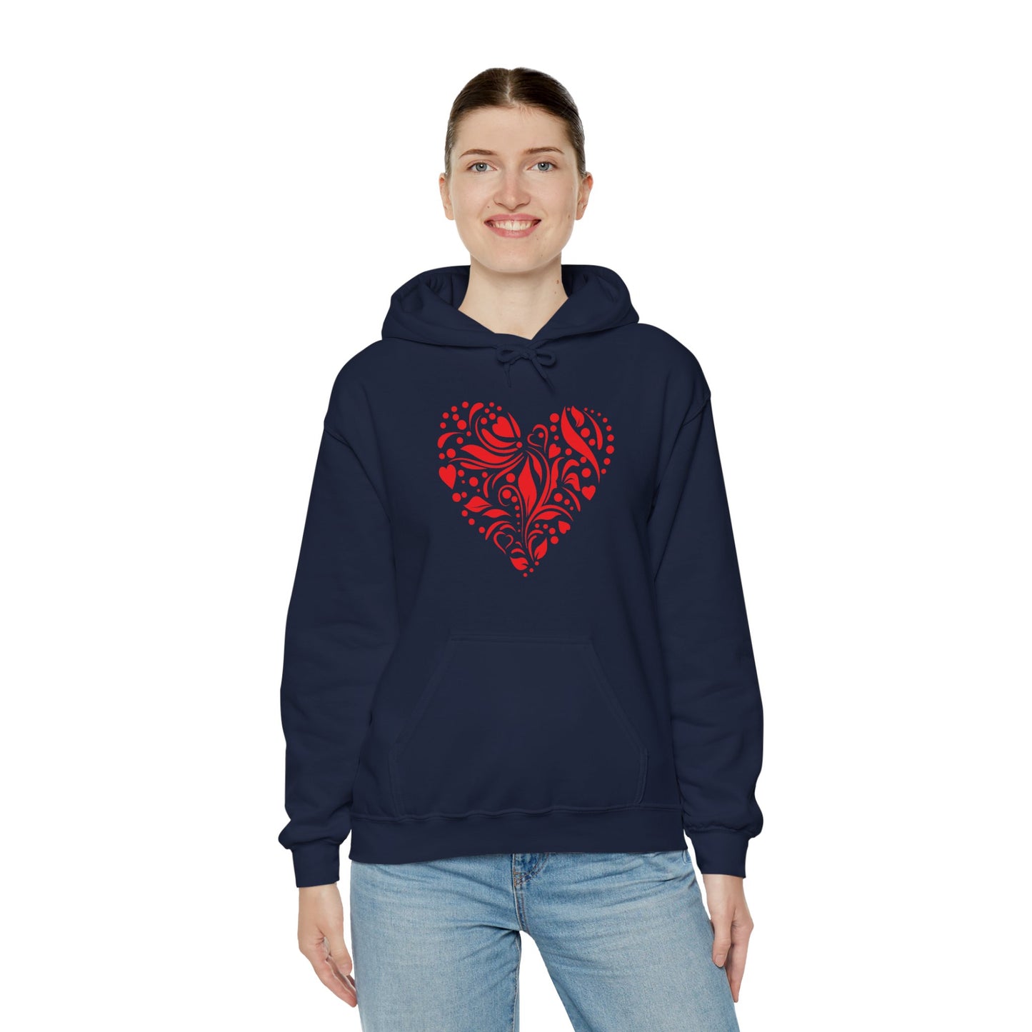 Red Flower Hearts Hoodie - Trending Love Heart Fashion Sweatshirt