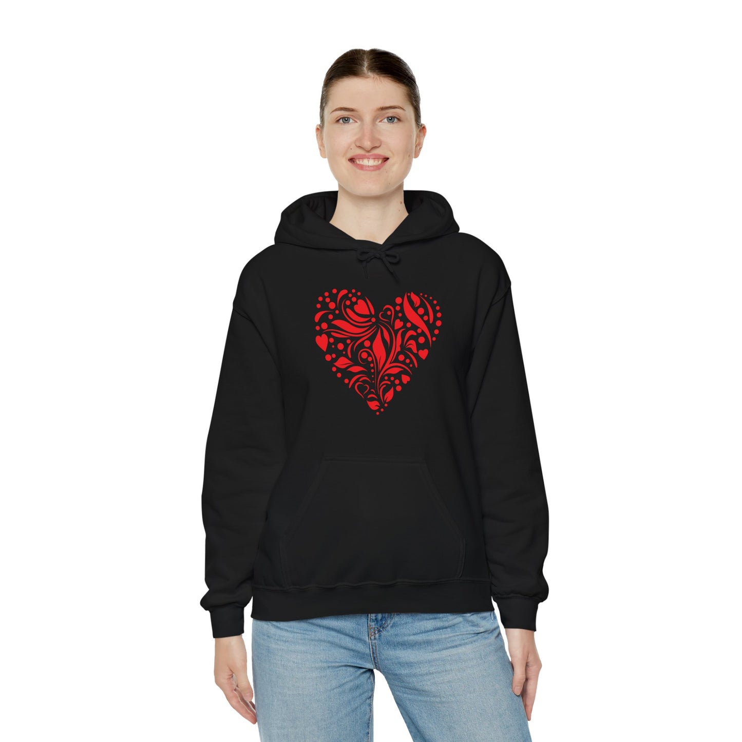 Red Flower Hearts Hoodie - Trending Love Heart Fashion Sweatshirt
