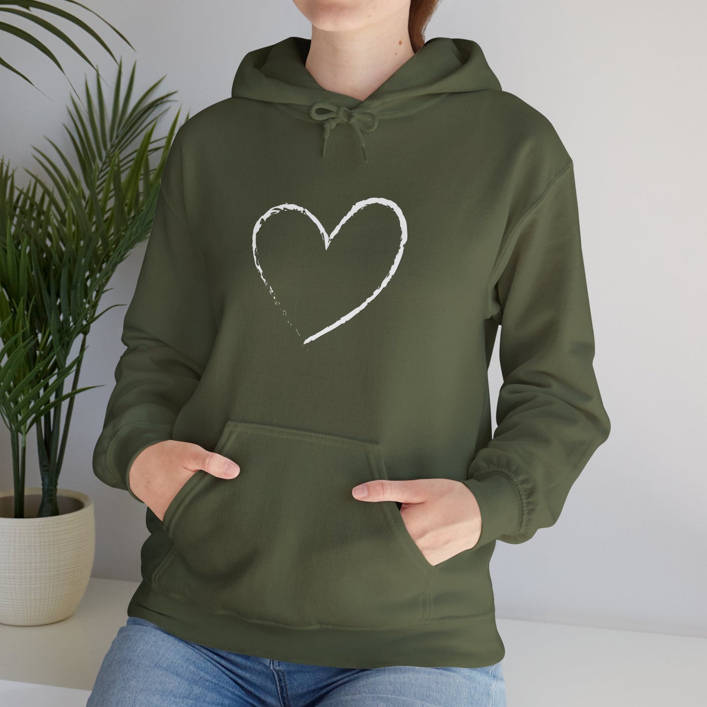 White Heart Unisex Hoodie - Ladies and Mens Hooded Sweatshirt