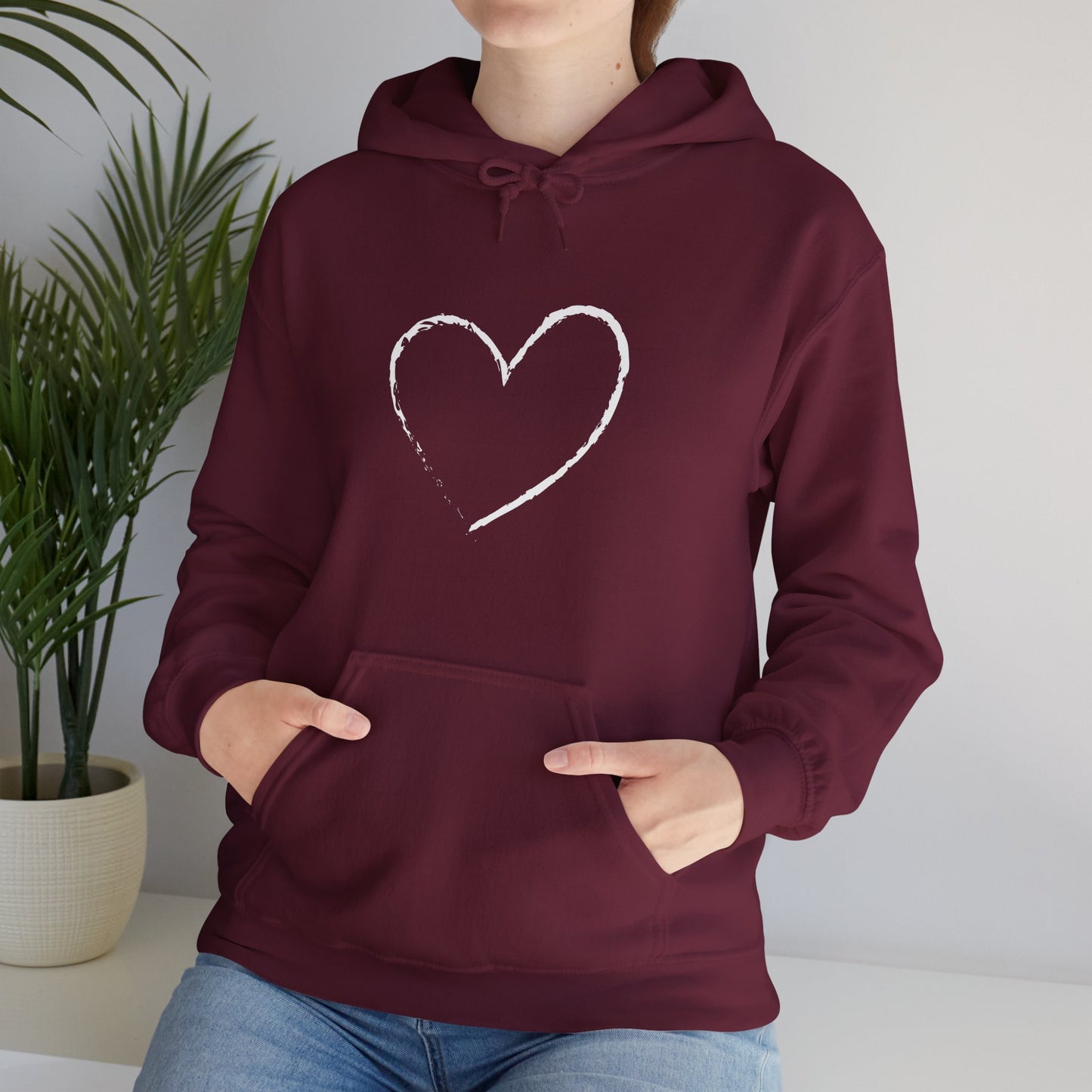 White Heart Unisex Hoodie - Ladies and Mens Hooded Sweatshirt
