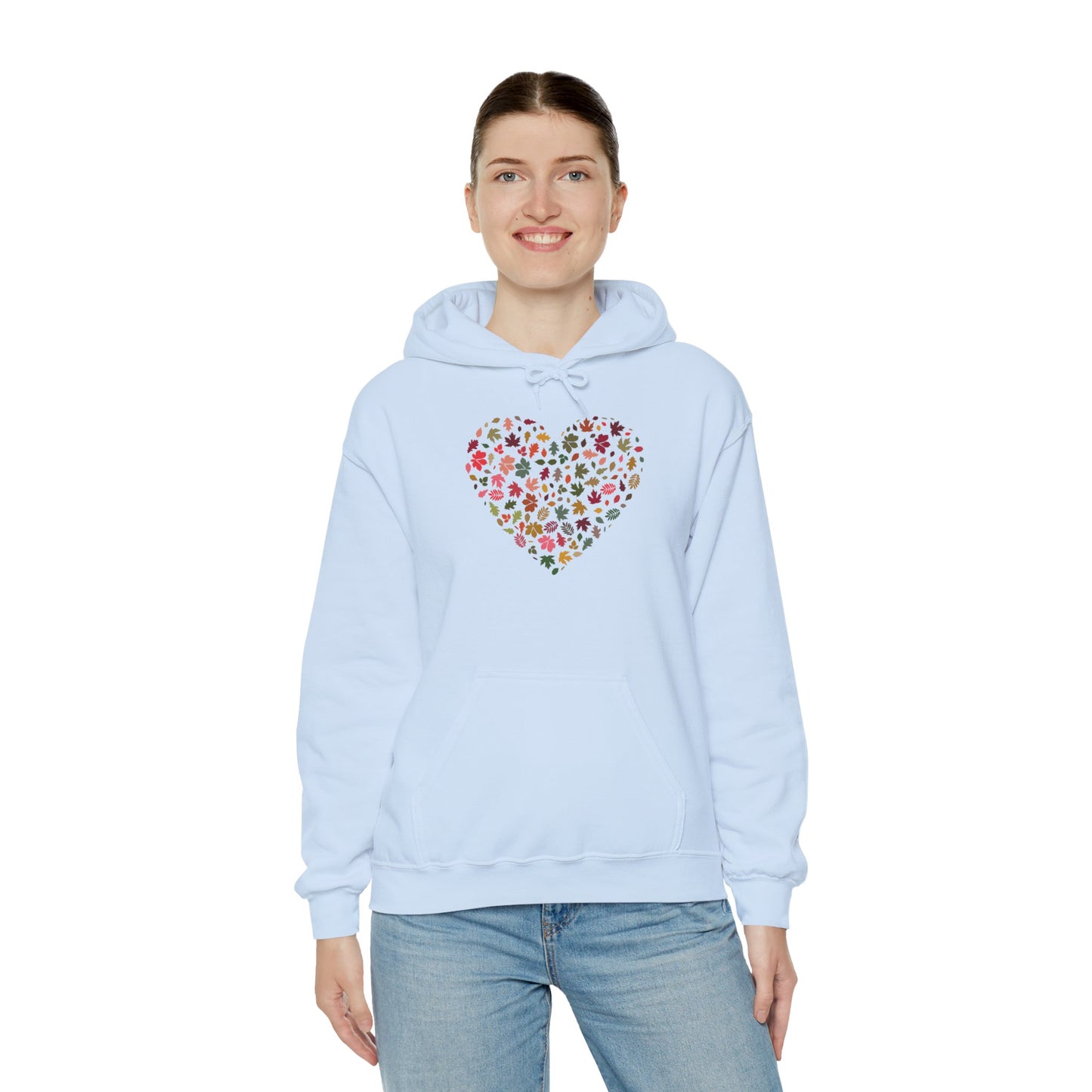 Pretty Leaf Print Hearts Hoodie