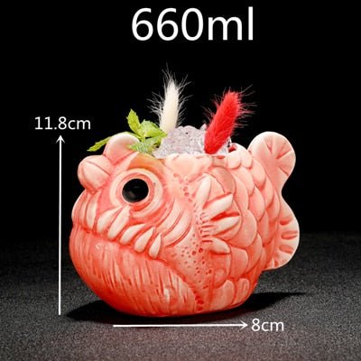 450ml Ceramic Tiki Mug Creative Porcelain Beer Wine Mug Cup Bar Tool - StarJam Gifts