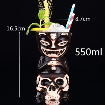 450ml Ceramic Tiki Mug Creative Porcelain Beer Wine Mug Cup Bar Tool - StarJam Gifts
