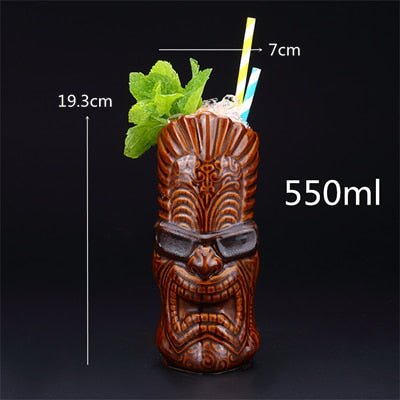 450ml Ceramic Tiki Mug Creative Porcelain Beer Wine Mug Cup Bar Tool - StarJam Gifts