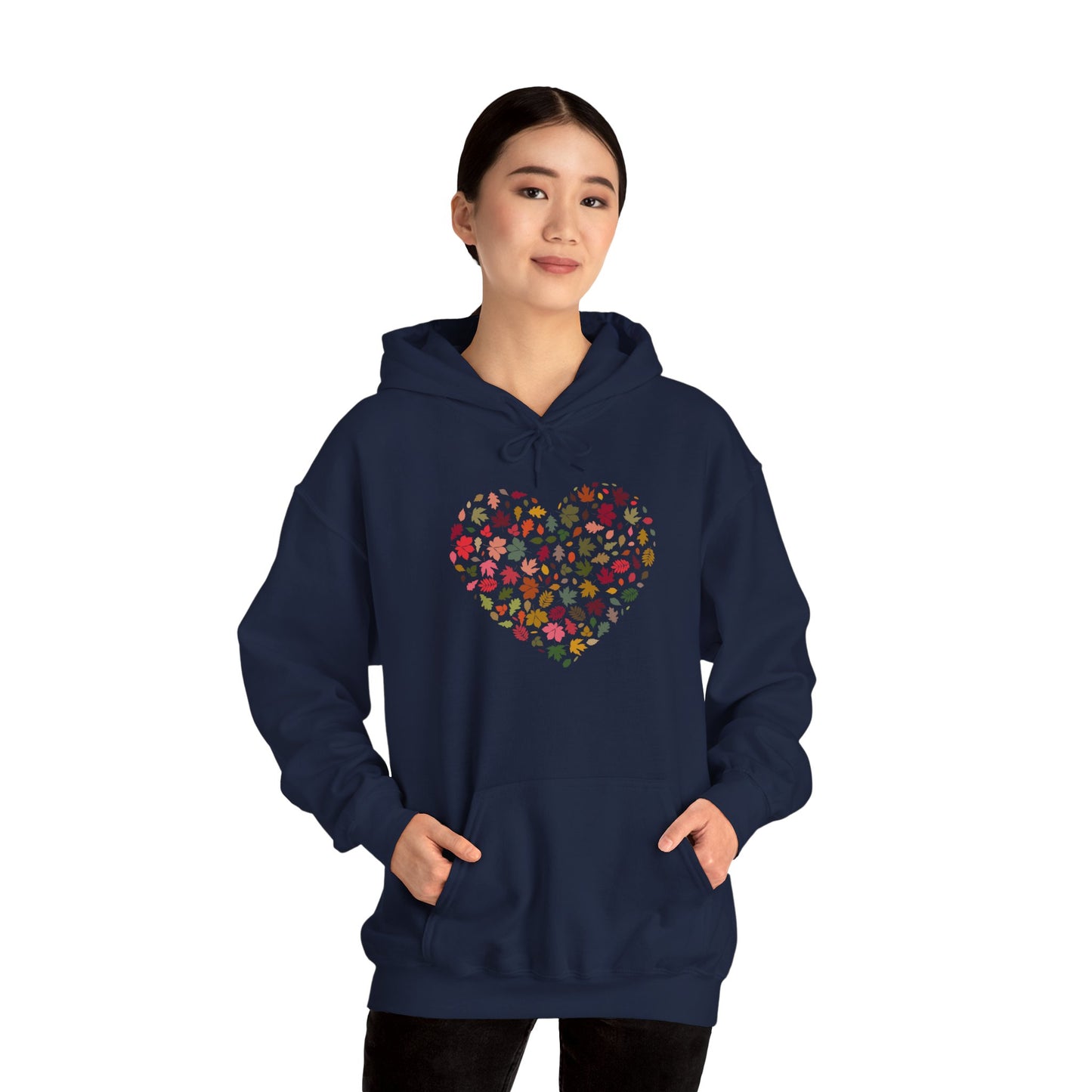 Pretty Leaf Print Hearts Hoodie