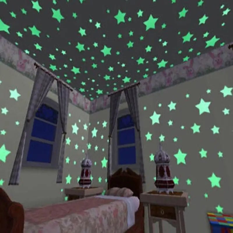 50pcs 3d Stars Glow In The Dark Wall Stickers Luminous Fluorescent Wall Stickers For Kids Baby Room Bedroom Ceiling Home Decor - StarJam