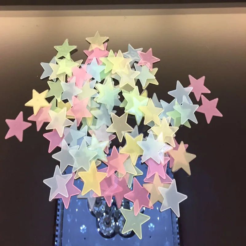50pcs 3d Stars Glow In The Dark Wall Stickers Luminous Fluorescent Wall Stickers For Kids Baby Room Bedroom Ceiling Home Decor - StarJam