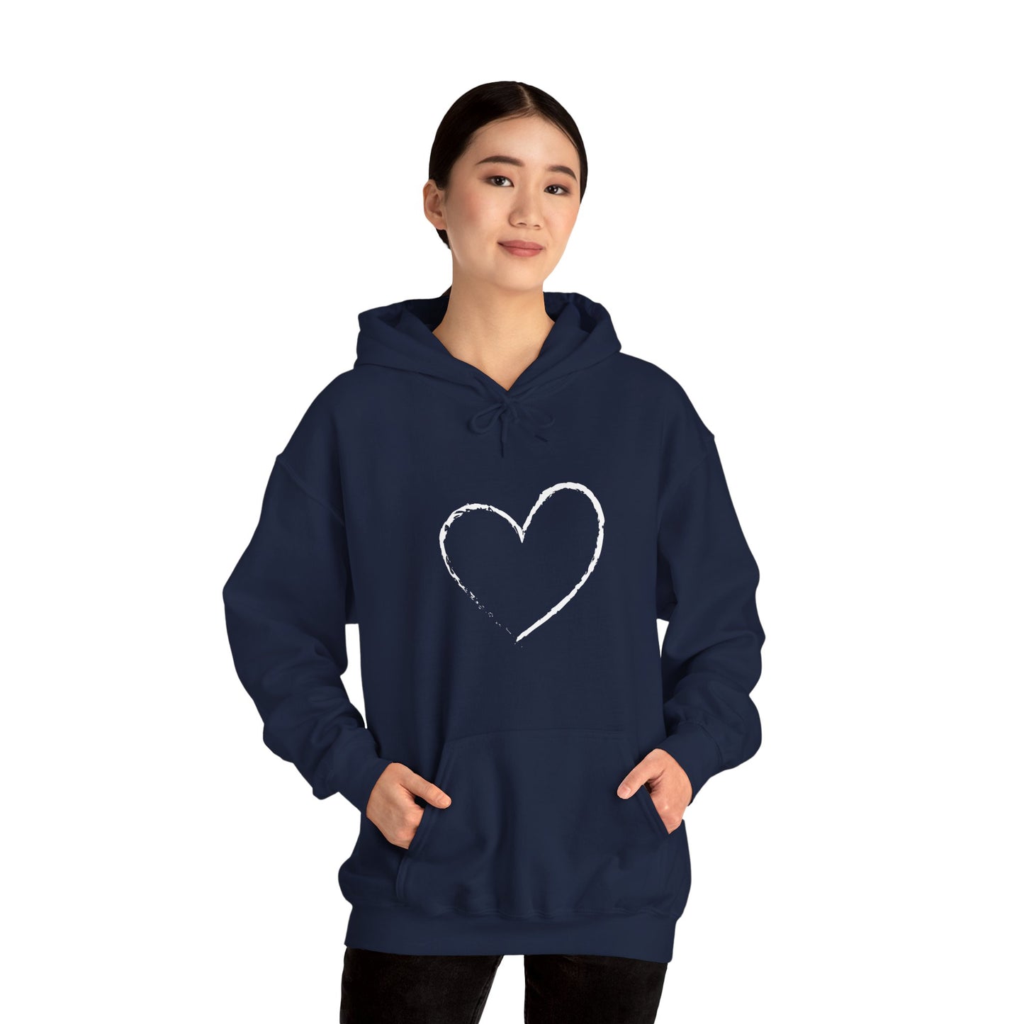 White Heart Unisex Hoodie - Ladies and Mens Hooded Sweatshirt