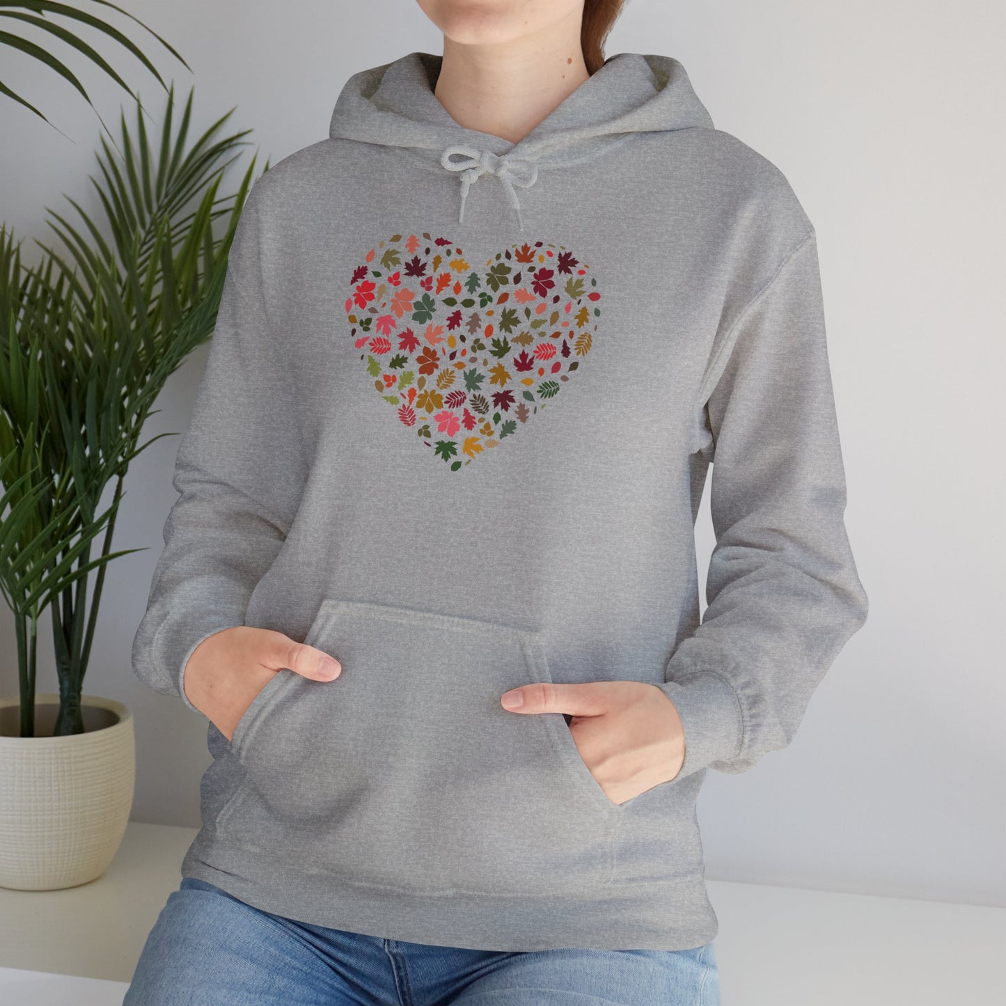 Pretty Leaf Print Hearts Hoodie