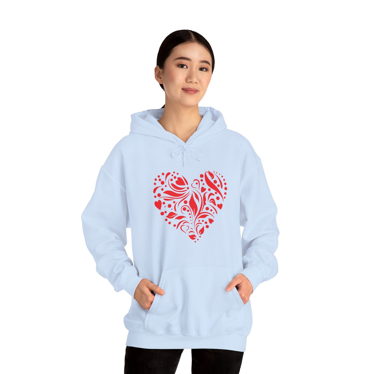 Red Flower Hearts Hoodie - Trending Love Heart Fashion Sweatshirt