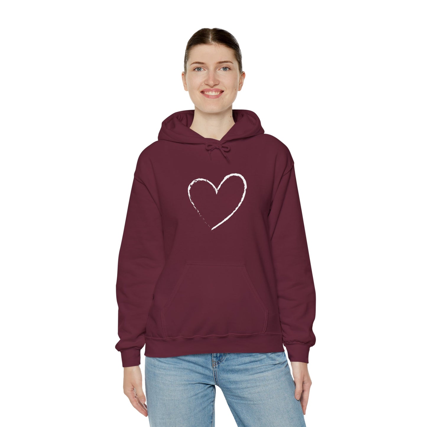 White Heart Unisex Hoodie - Ladies and Mens Hooded Sweatshirt