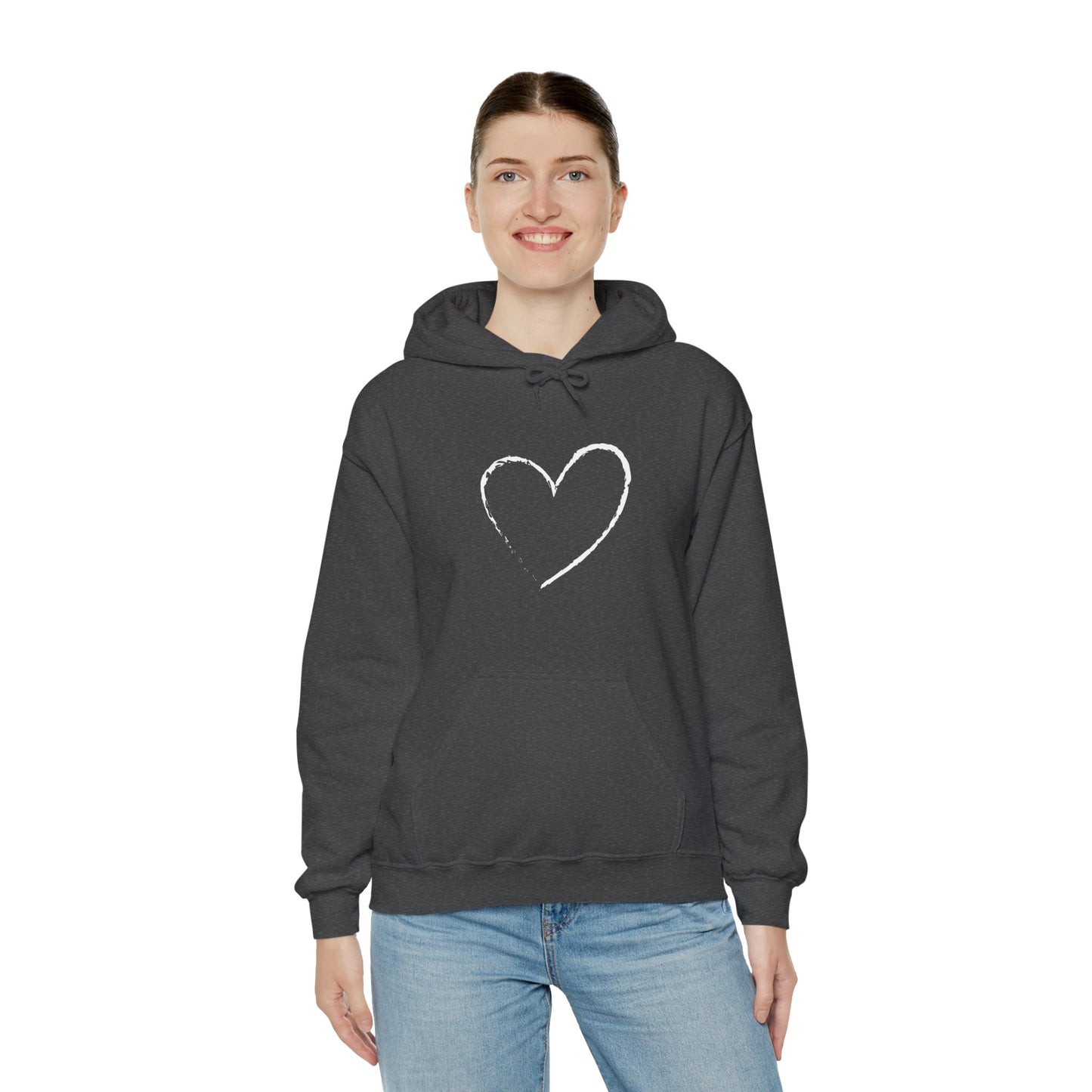 White Heart Unisex Hoodie - Ladies and Mens Hooded Sweatshirt