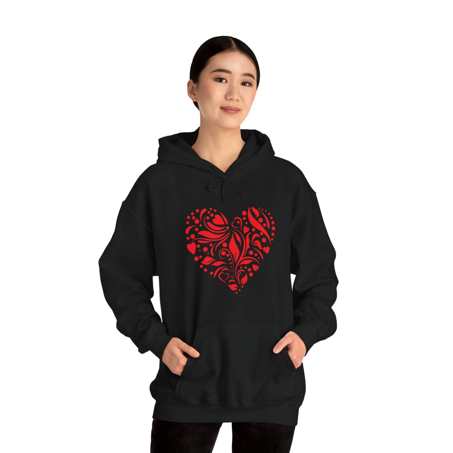 Red Flower Hearts Hoodie - Trending Love Heart Fashion Sweatshirt