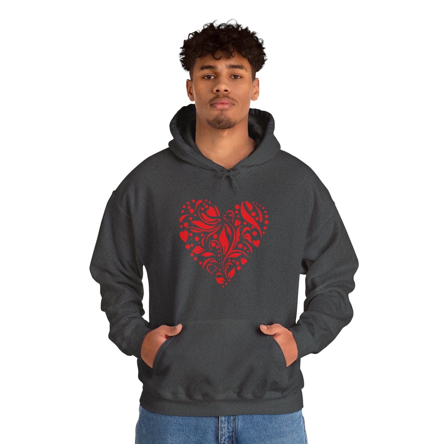 Red Flower Hearts Hoodie - Trending Love Heart Fashion Sweatshirt
