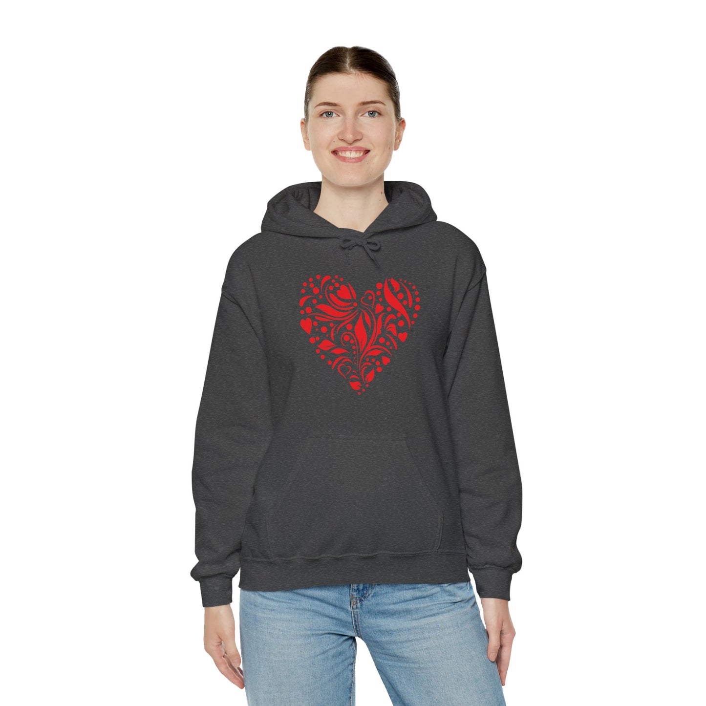 Red Flower Hearts Hoodie - Trending Love Heart Fashion Sweatshirt