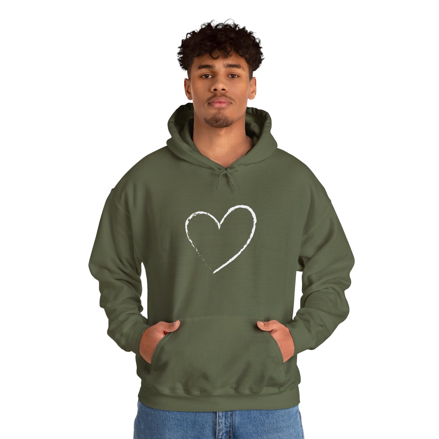 White Heart Unisex Hoodie - Ladies and Mens Hooded Sweatshirt