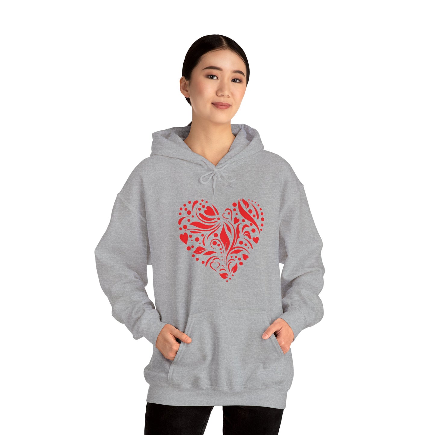 Red Flower Hearts Hoodie - Trending Love Heart Fashion Sweatshirt