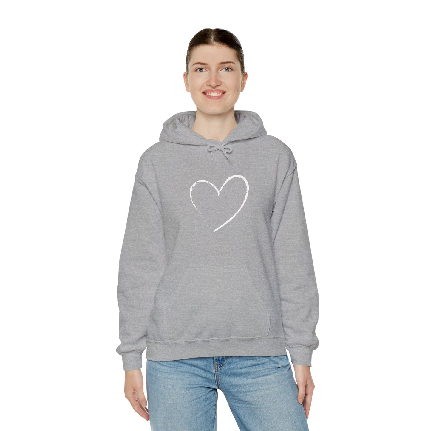 White Heart Unisex Hoodie - Ladies and Mens Hooded Sweatshirt