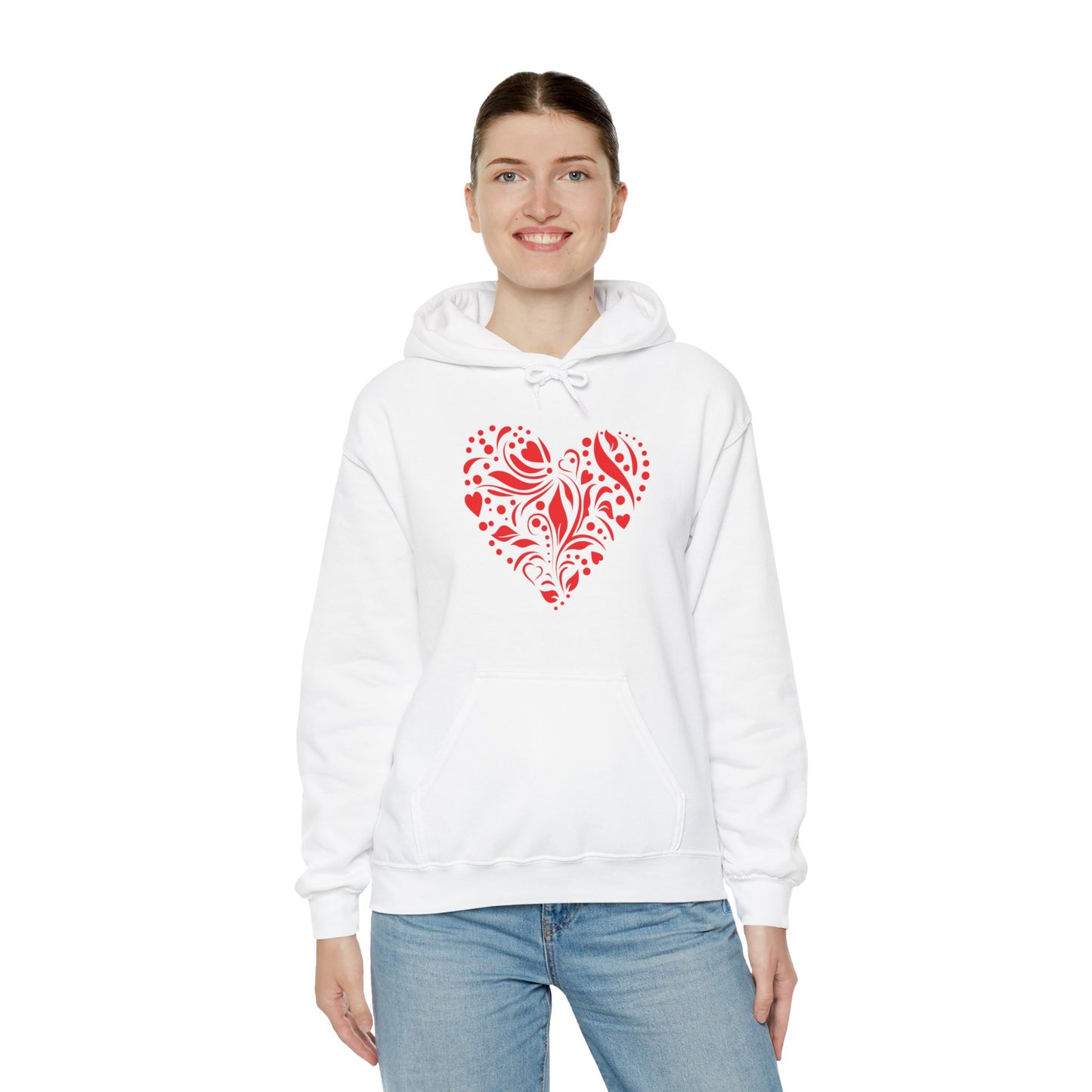 Red Flower Hearts Hoodie - Trending Love Heart Fashion Sweatshirt