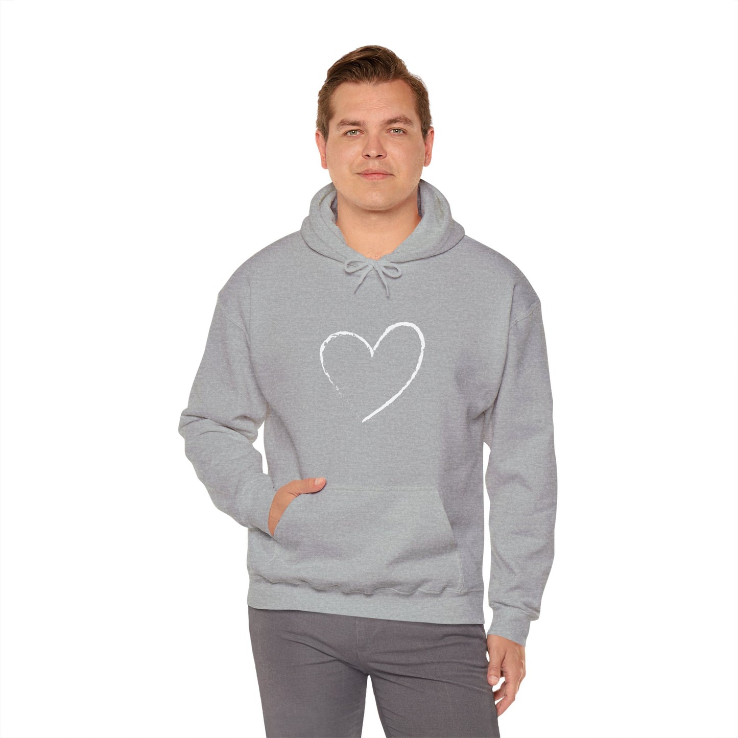 White Heart Unisex Hoodie - Ladies and Mens Hooded Sweatshirt