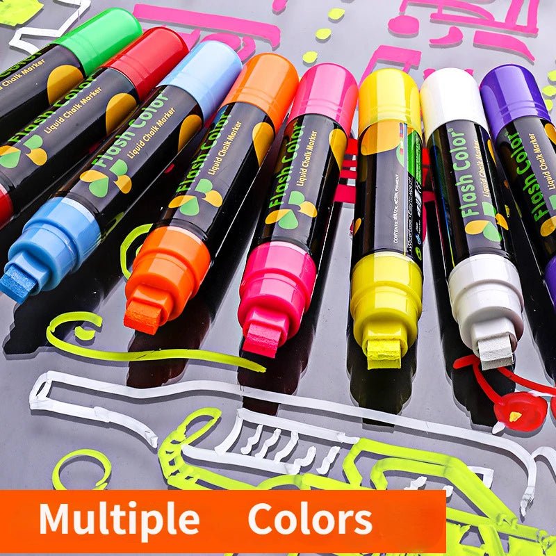 8 Colors Liquid Chalk Markers Pens Washable Wet Erase Neon Chalk Markers For Blackboard Chalkboard Signs Glass Window Kids Art - StarJam