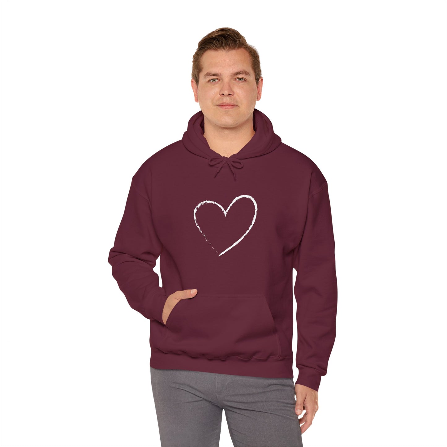 White Heart Unisex Hoodie - Ladies and Mens Hooded Sweatshirt