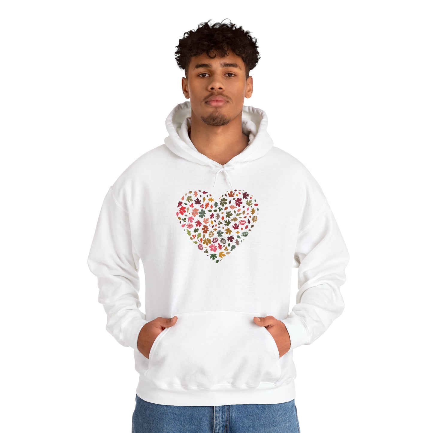 Pretty Leaf Print Hearts Hoodie