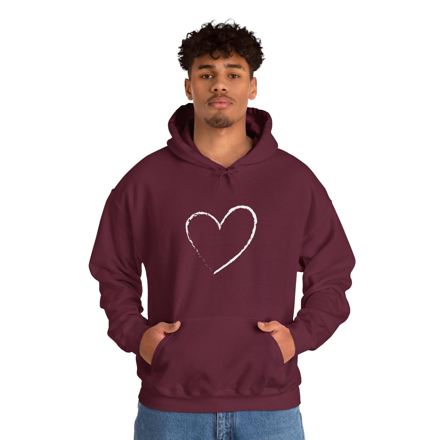 White Heart Unisex Hoodie - Ladies and Mens Hooded Sweatshirt