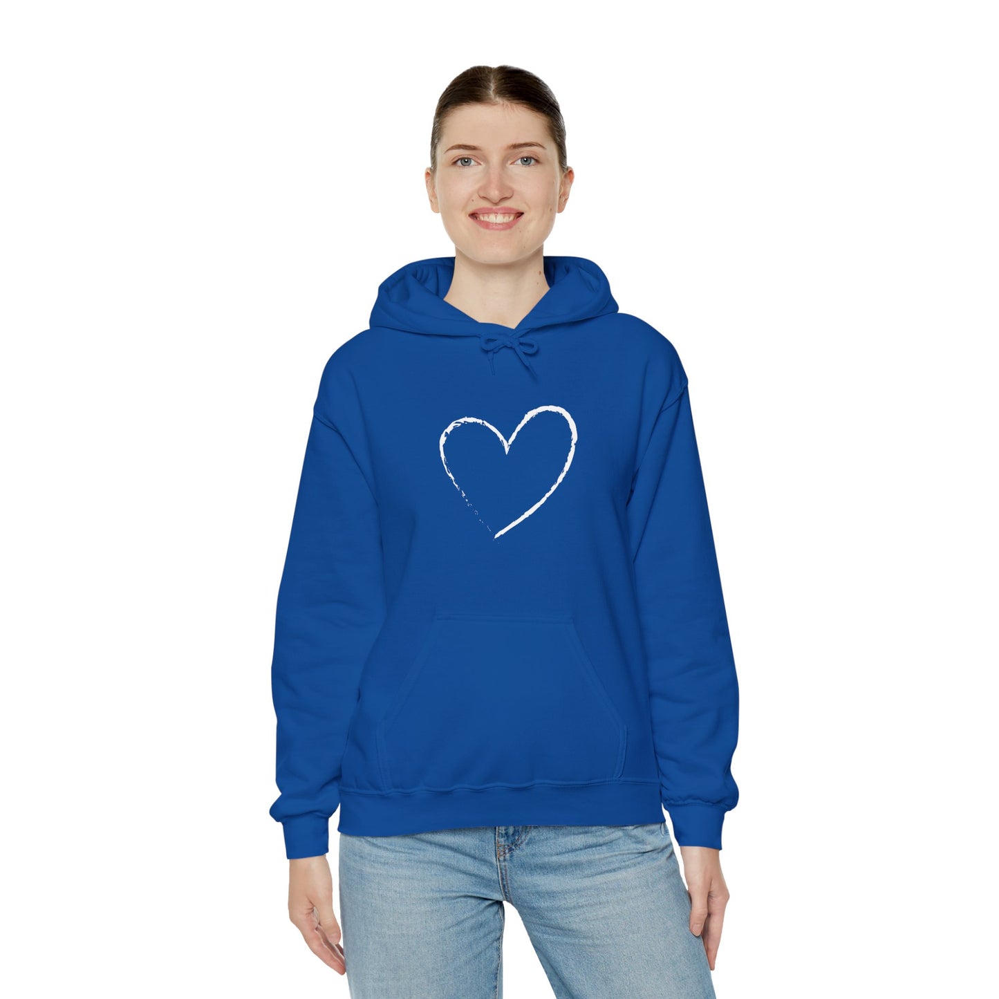 White Heart Unisex Hoodie - Ladies and Mens Hooded Sweatshirt