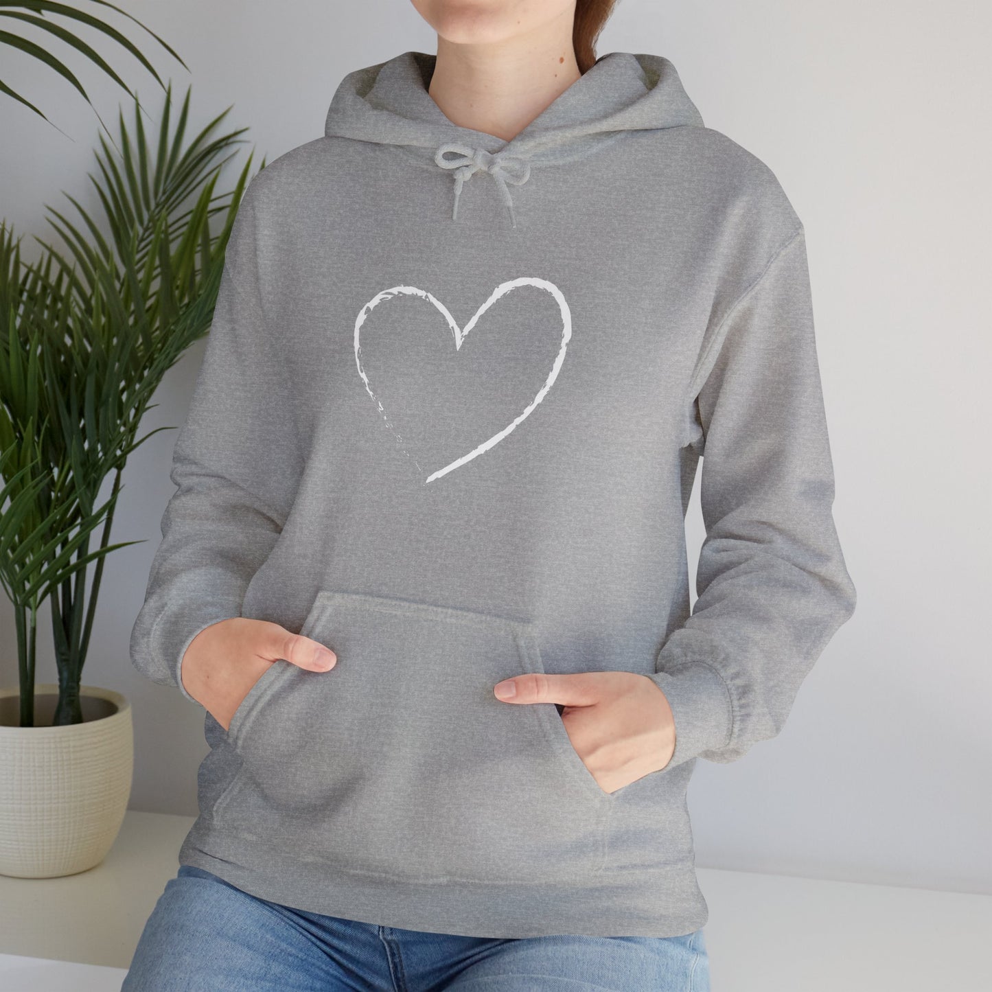 White Heart Unisex Hoodie - Ladies and Mens Hooded Sweatshirt