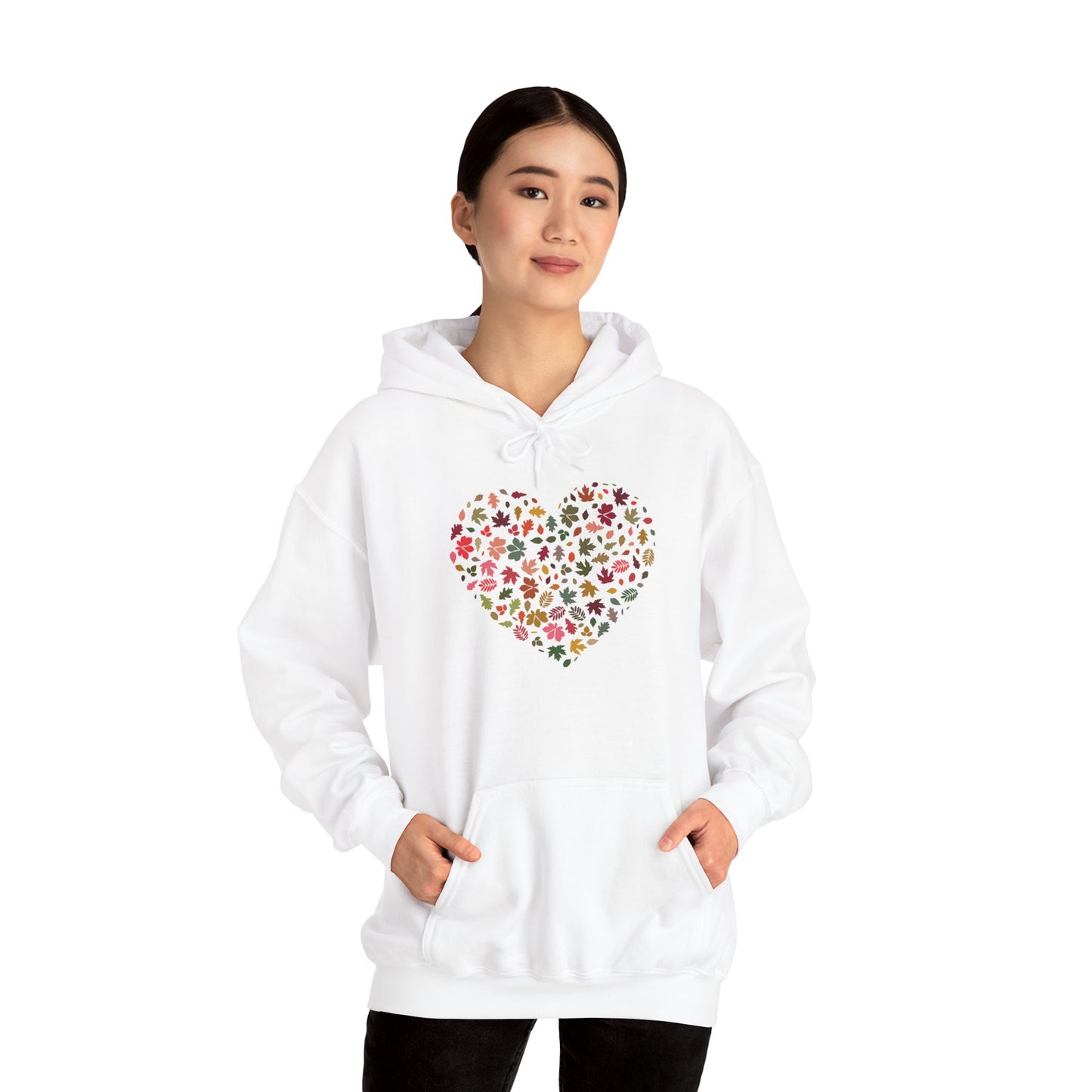 Pretty Leaf Print Hearts Hoodie