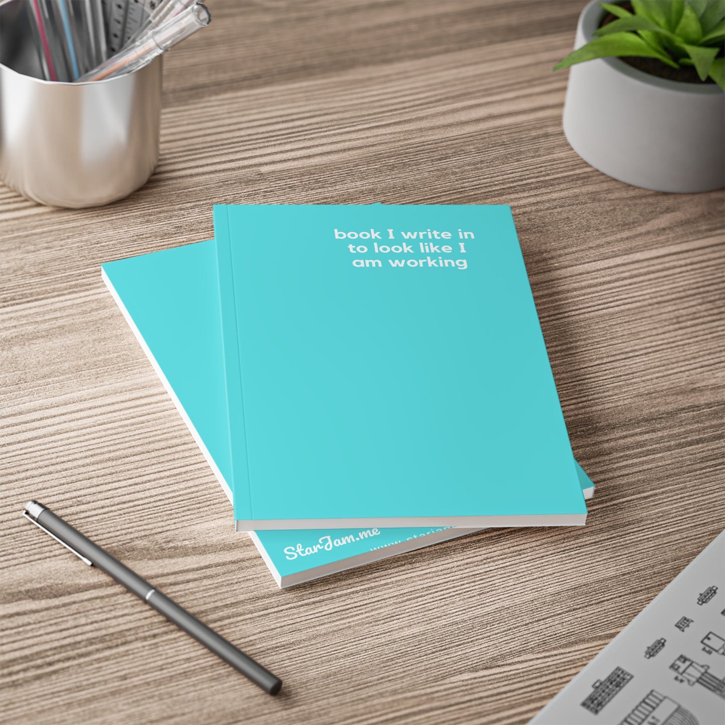 Look Like I Am Working - Naughty Pads - Light Blue A5 Soft Cover Journal